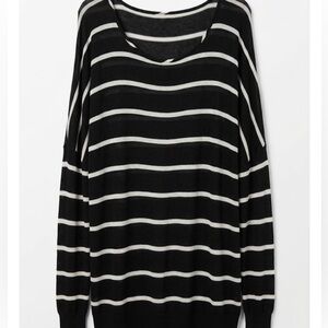 Red Haute Black & White Stripe Cold Shoulder